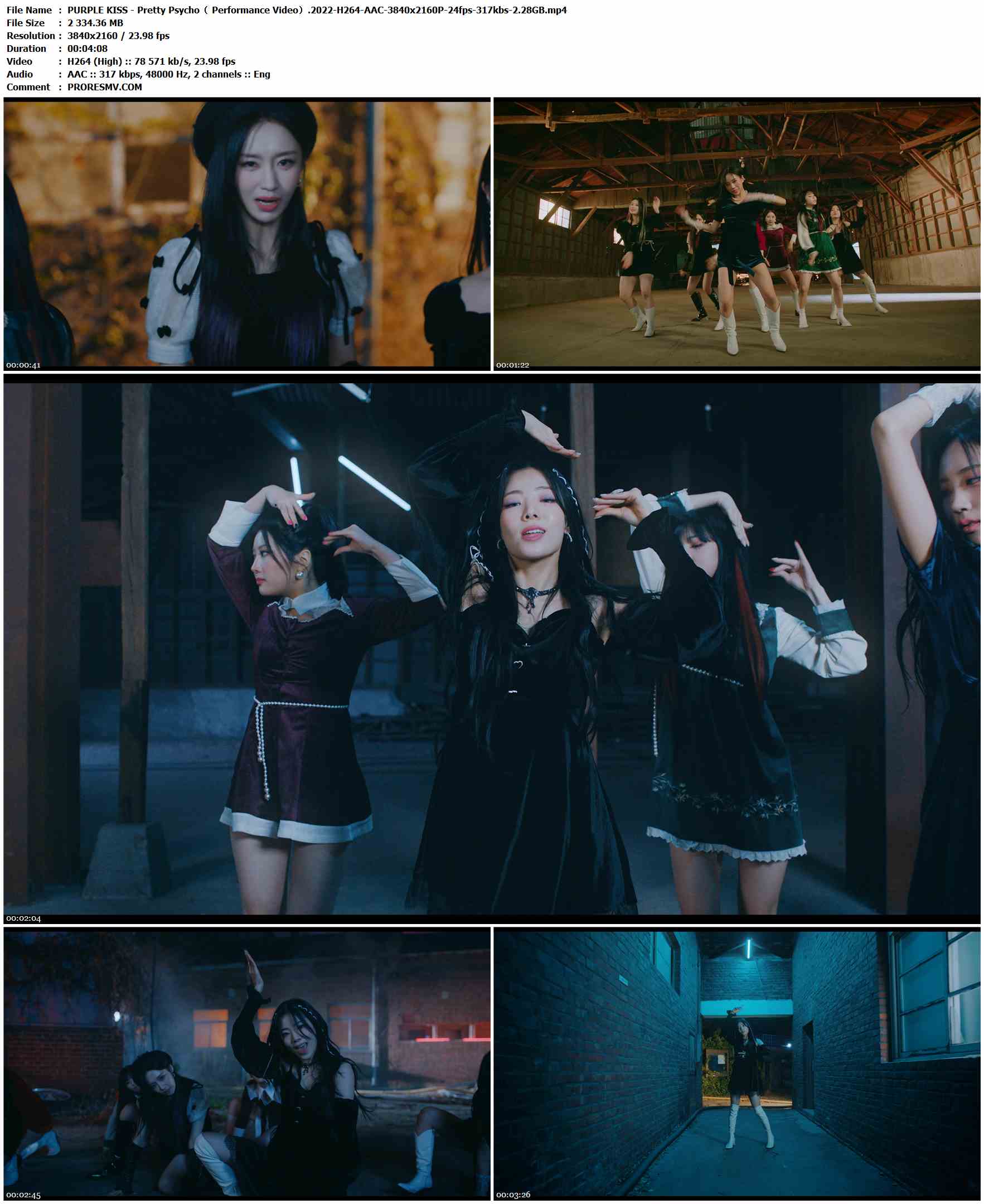 PURPLE KISS - Pretty Psycho（ Performance Video）.2022-H264-AAC-3840x2160P-24fps-317kbs-2.28GB官方MV_高清MV
